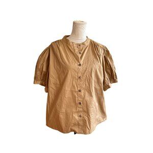 Worthington Womens 2X Puff Sleeve Button-Up Blouse Classic Corp Core